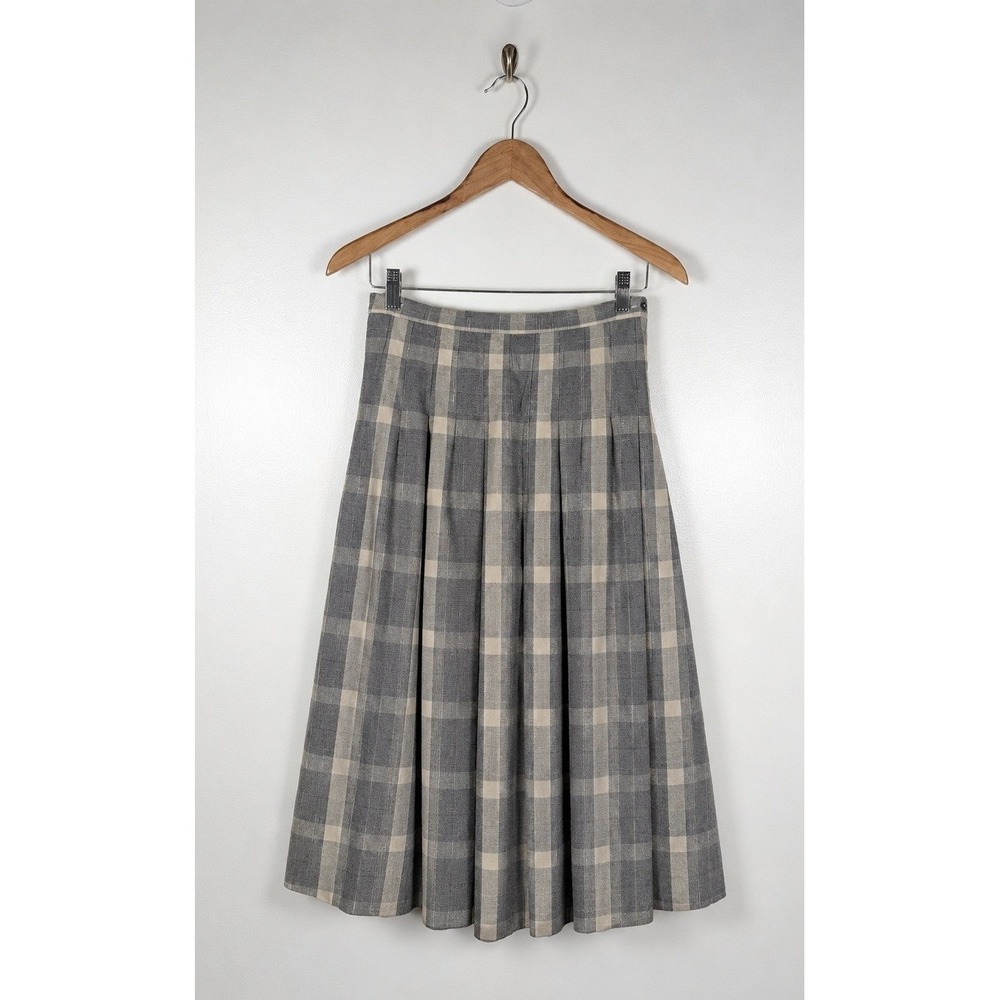 Vintage Pendleton 80s Pleated Midi Skirt Size 10P Academia Preppy Cottagecore
